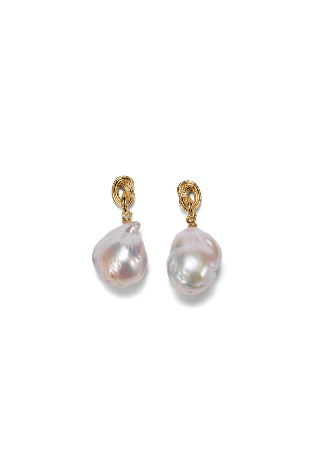 Image of Earrings. Product name - Freshwater Pearl Knot Earring in Gold colour by brand - MANNING CARTELL