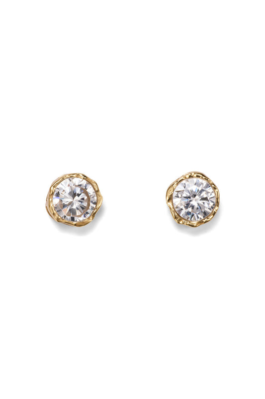 Image of Earrings. Product name - Diamante Stud Earring in Gold colour by brand - MANNING CARTELL