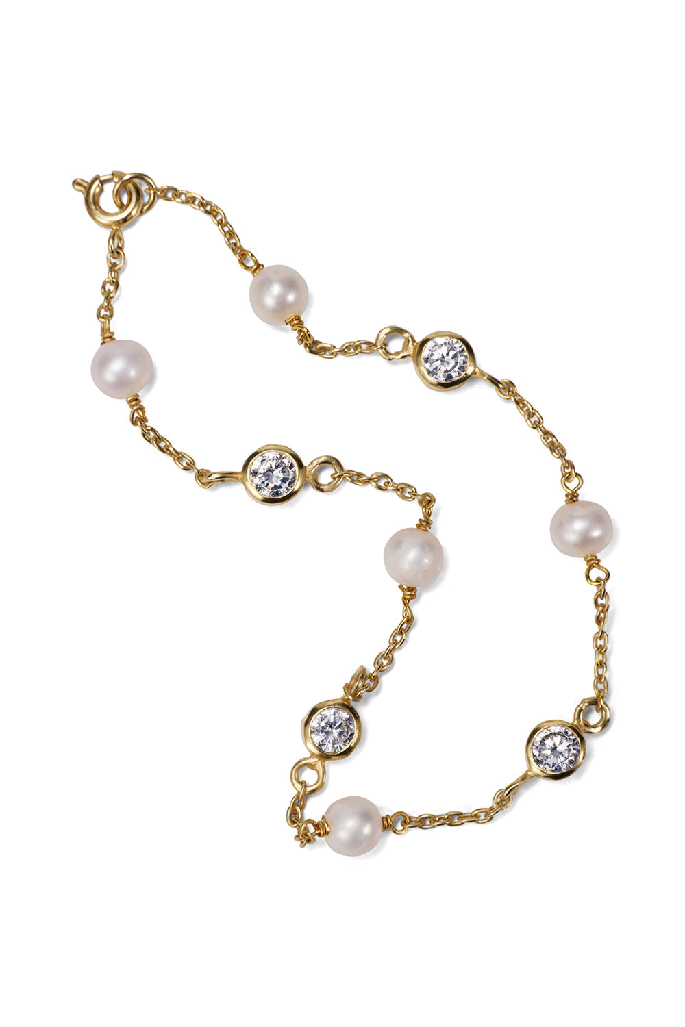 Image of Bracelets. Product name - Pearl & Diamante Bracelet in Gold colour by brand - MANNING CARTELL