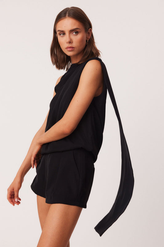 Image of a model wearing Tops. Productname: SNDYS RILEY TOP in Black colour by brand - SNDYS