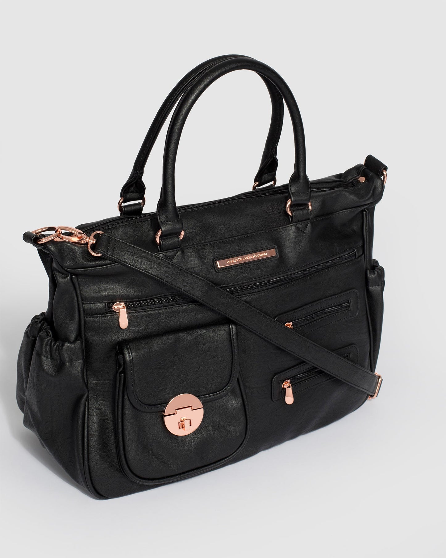 Colette by Colette Hayman And Rose Gold Pocket Baby Bag (Black)
