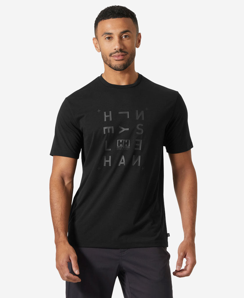 Image of T-Shirts. Product name - SKOG RECYCLED GRAPHIC T-SHIRT, Black in Black colour by brand - Helly Hansen