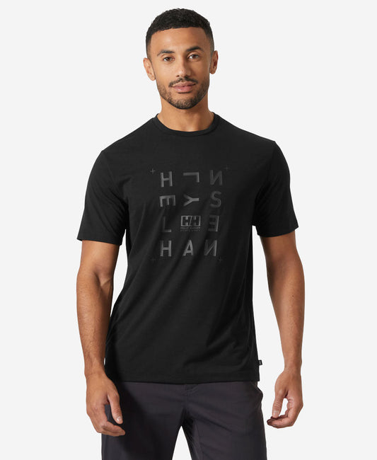 Image of T-Shirts. Product name - SKOG RECYCLED GRAPHIC T-SHIRT, Black in Black colour by brand - Helly Hansen