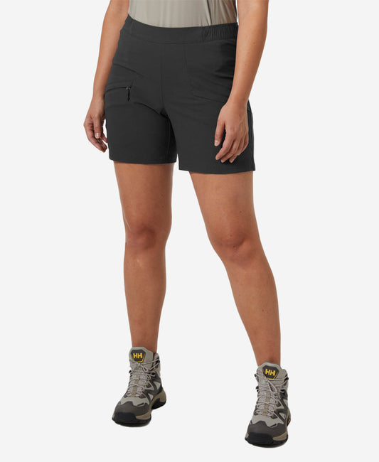 Image of a model wearing Shorts. Product name - W ELV LIGHT TUR SHORTS, Ebony in Ebony colour by brand - Helly Hansen