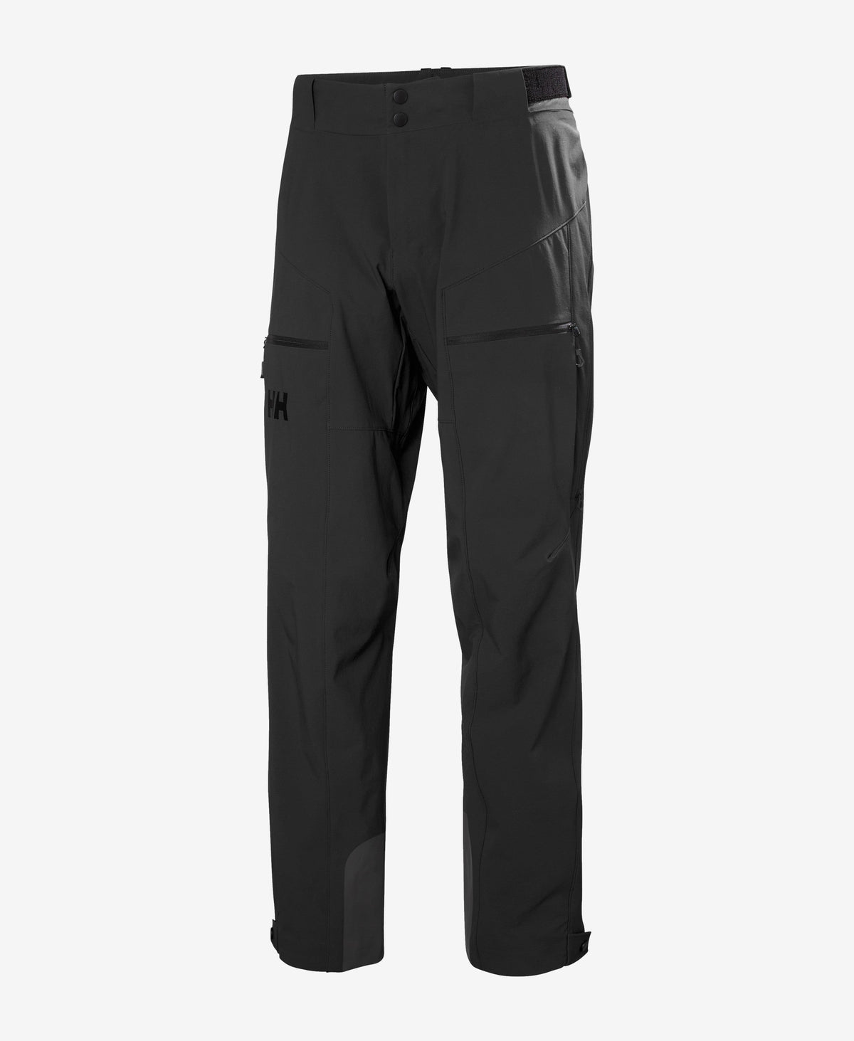 Image of a model wearing Pants. Product name - ODIN HUGINN SOFTSHELL PANT, Black in Black colour by brand - Helly Hansen