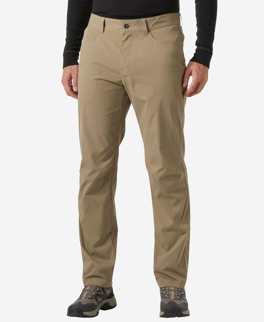 Image of a model wearing Pants. Product name - HOLMEN 5 POCKET PANT, Pebble in Pebble colour by brand - Helly Hansen