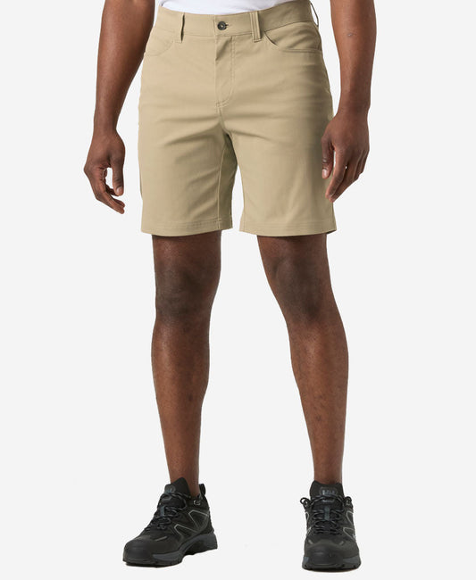 Image of a model wearing Shorts. Product name - HOLMEN 5 POCKET SHORT, Pebble in Pebble colour by brand - Helly Hansen
