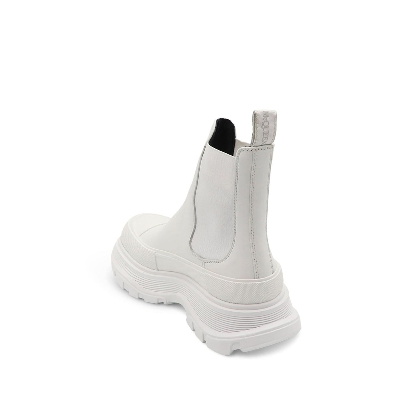 ALEXANDER McQUEEN Tread Slick Chelsea Boots (White/Silver)