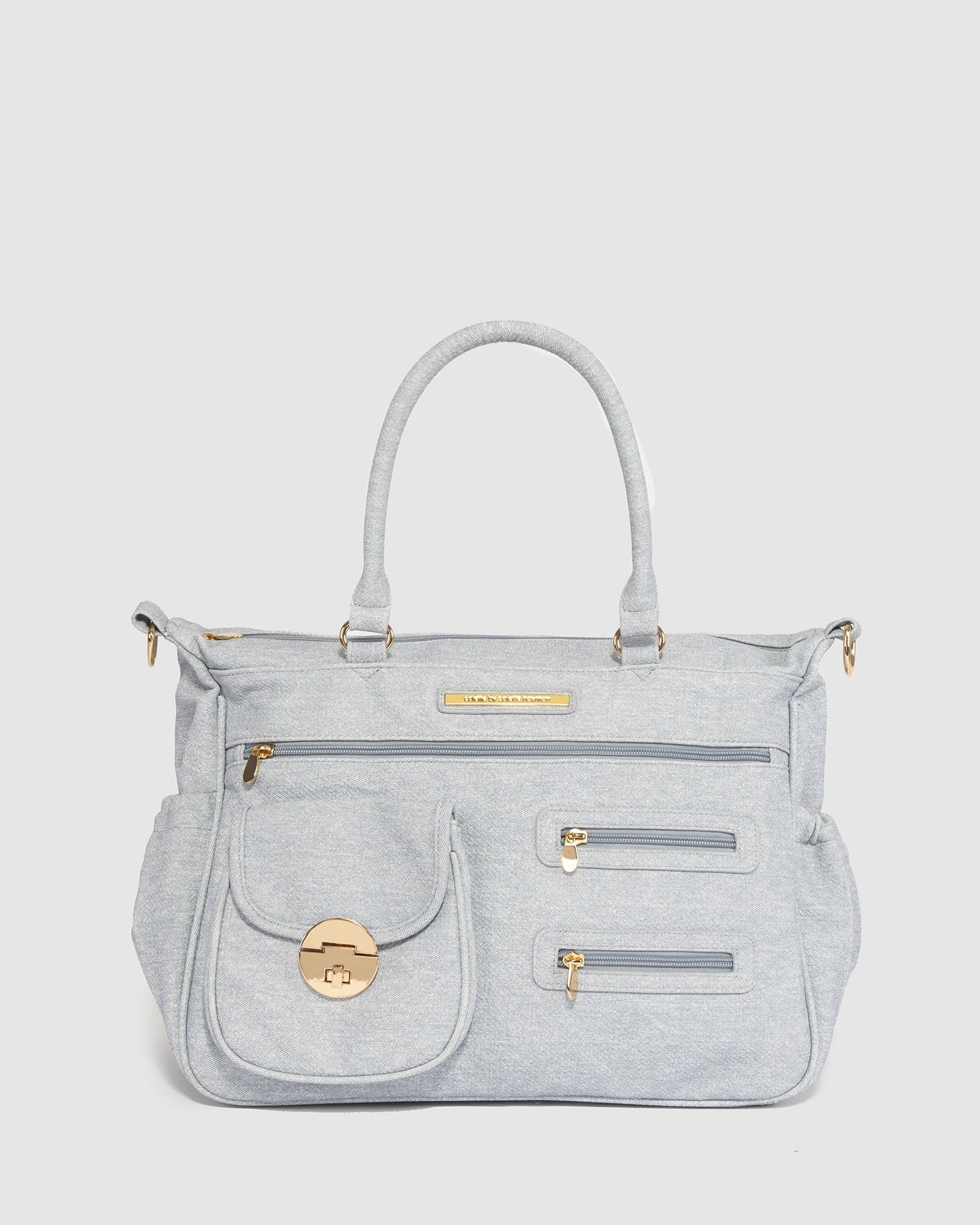Colette by Colette Hayman Pocket And Zip Baby Bag With Gold Hardware (Blue)