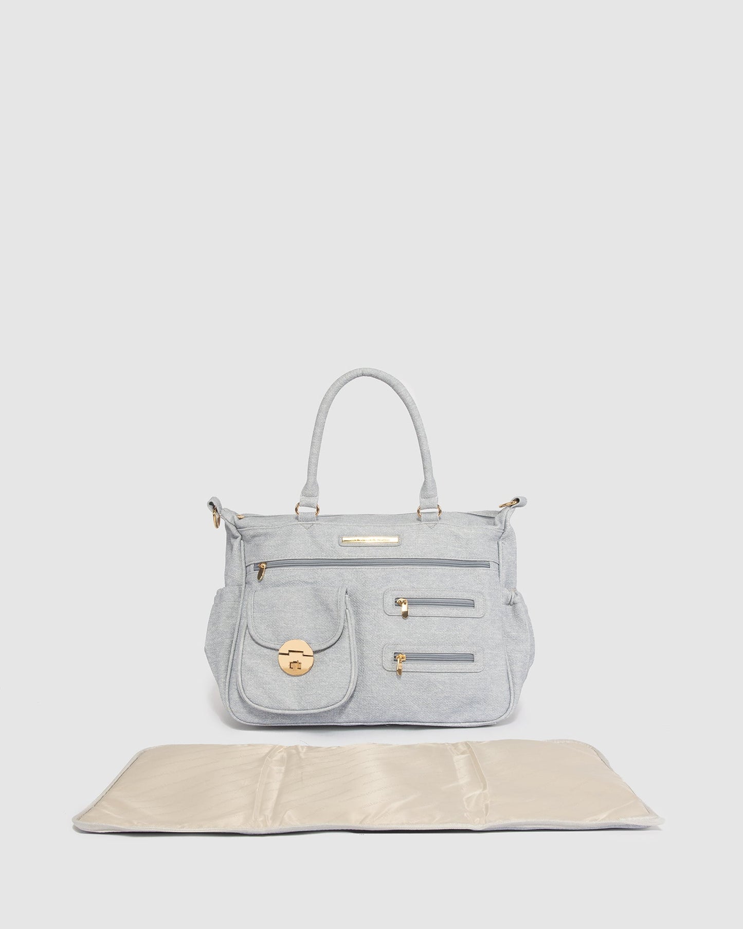 Colette by Colette Hayman Pocket And Zip Baby Bag With Gold Hardware (Blue)