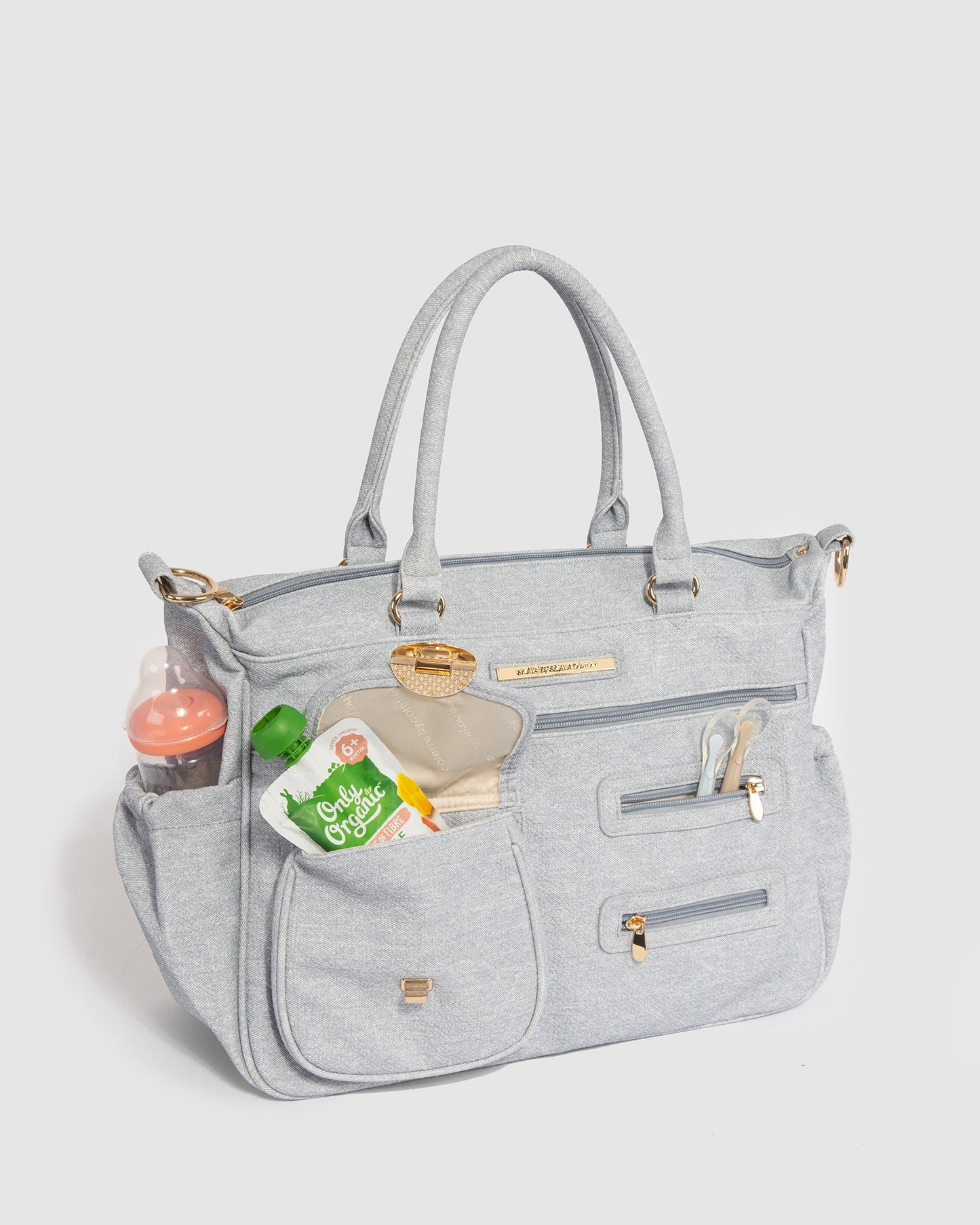 Colette by Colette Hayman Pocket And Zip Baby Bag With Gold Hardware (Blue)