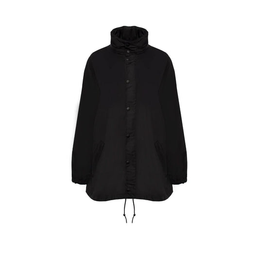 Image of Coats & Jackets. Productname: BALENCIAGA Oversize Logo Nylon Windbreaker in BLACK colour by brand - BALENCIAGA