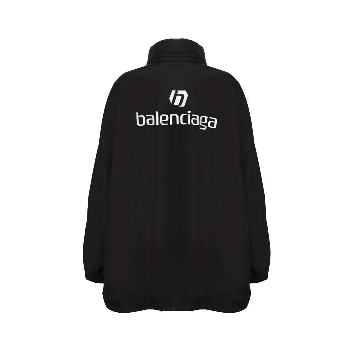BALENCIAGA Oversize Logo Nylon Windbreaker (Black)