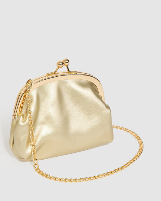 Image of Clutch Bags. Productname: Colette Gold Kids Gigi Gold Clutch Bag in Gold colour by brand - Colette
