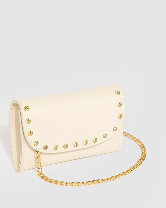 Image of Clutch Bags. Productname: Colette Ivory Kids Diamonte Clutch Bag in Ivory colour by brand - Colette