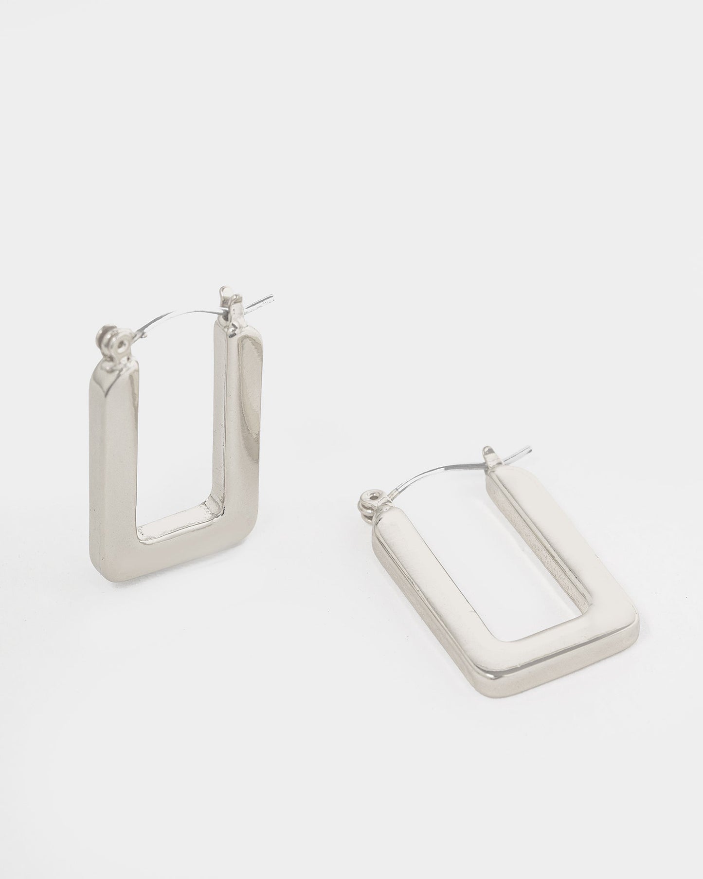 Colette by Colette Hayman Rounded Regtangle Hoop Earrings (Silver)