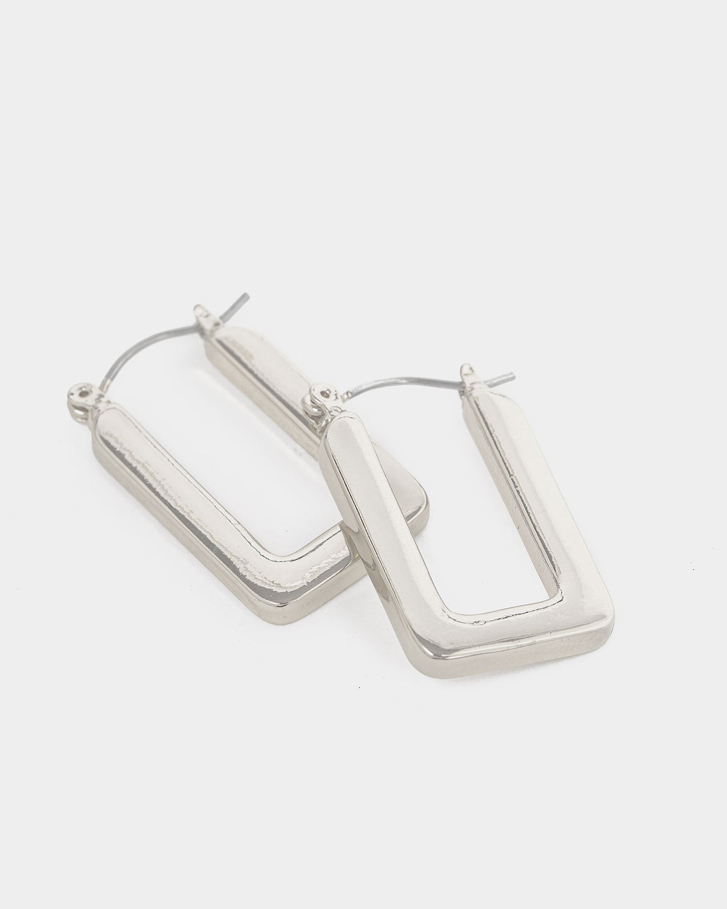 Colette by Colette Hayman Rounded Regtangle Hoop Earrings (Silver)
