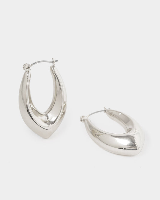 Colette Pointed Style Hoop Earrings (Silver)