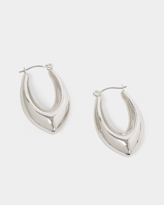 Image of Earrings. Productname: Colette Silver Pointed Style Hoop Earrings in Silver colour by brand - Colette