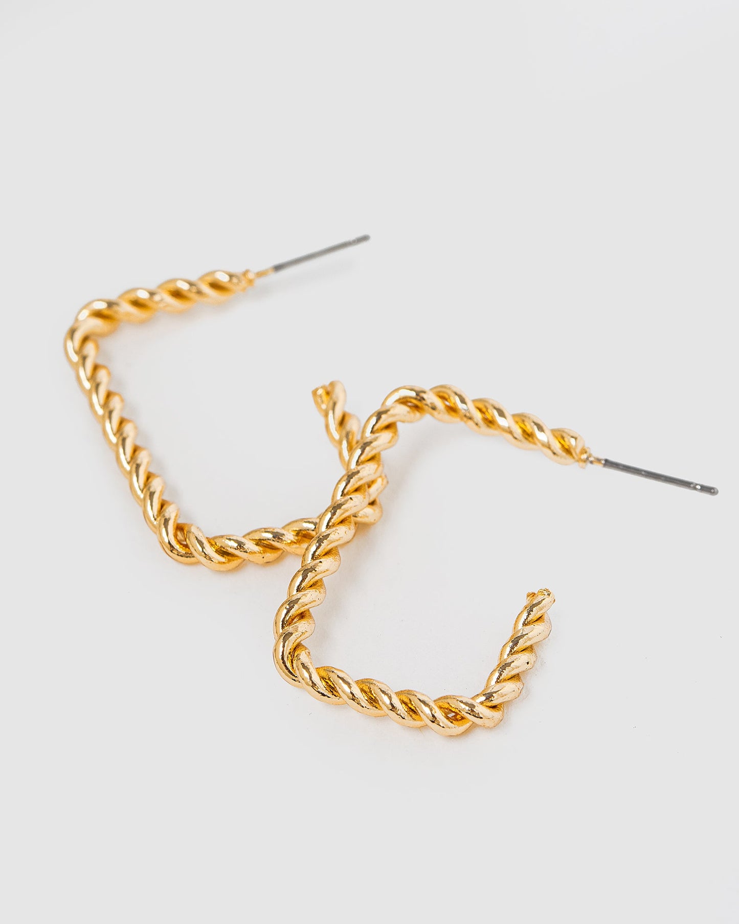 Colette by Colette Hayman Open Twisted Regtangle Hoop Earrings (Gold)