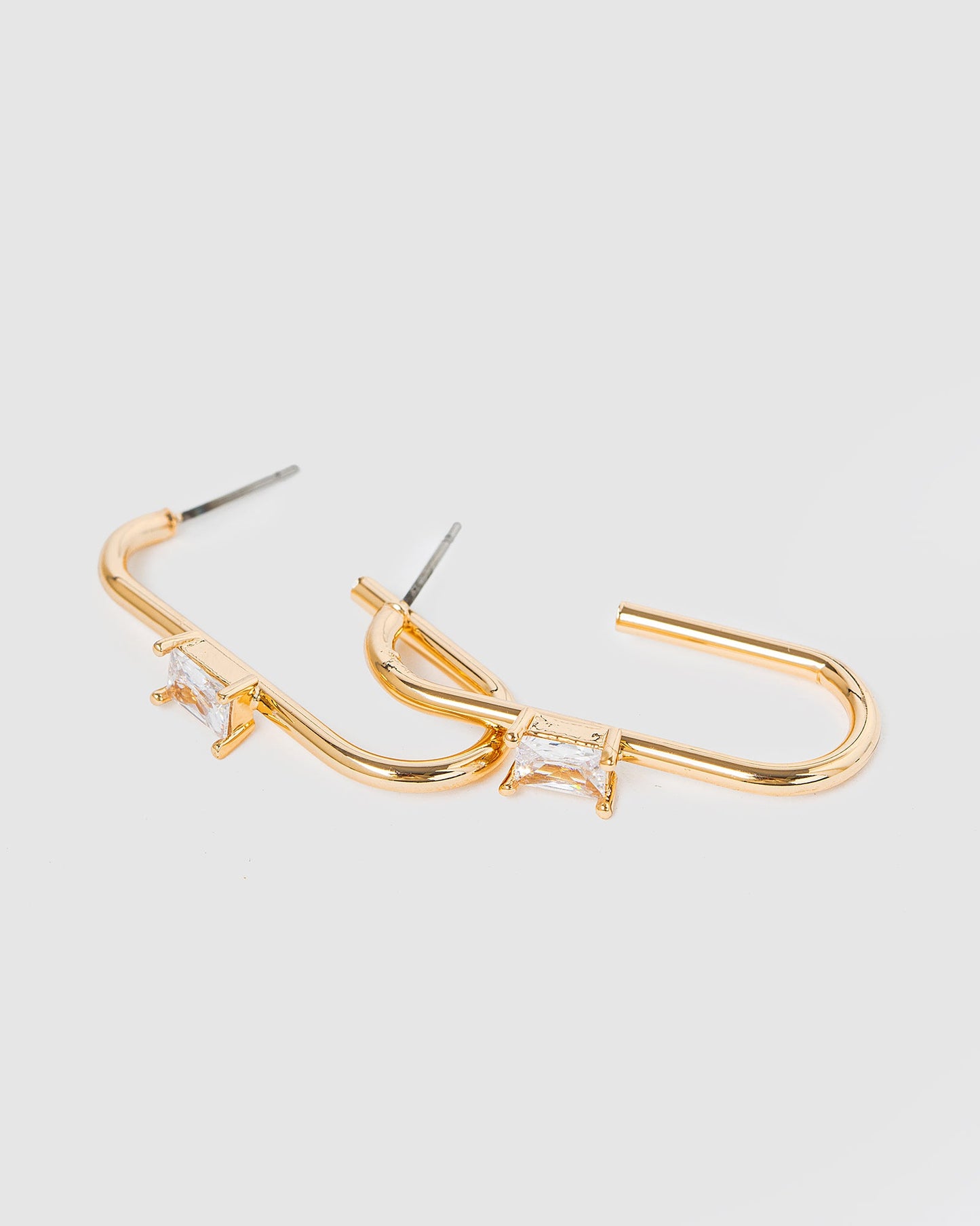 Colette by Colette Hayman Rounded Hoop Crystal Earrings (Gold)