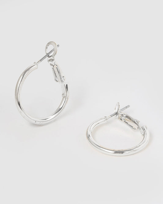 Colette Fine Hoop Earrings 20mm (Silver)
