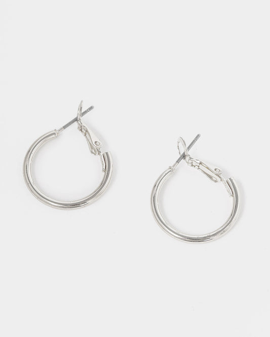 Image of Earrings. Productname: Colette Silver Fine Hoop Earrings 20mm in Silver colour by brand - Colette