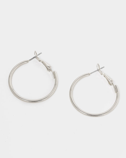 Image of Earrings. Productname: Colette Silver Fine Hoop Earrings in Silver colour by brand - Colette