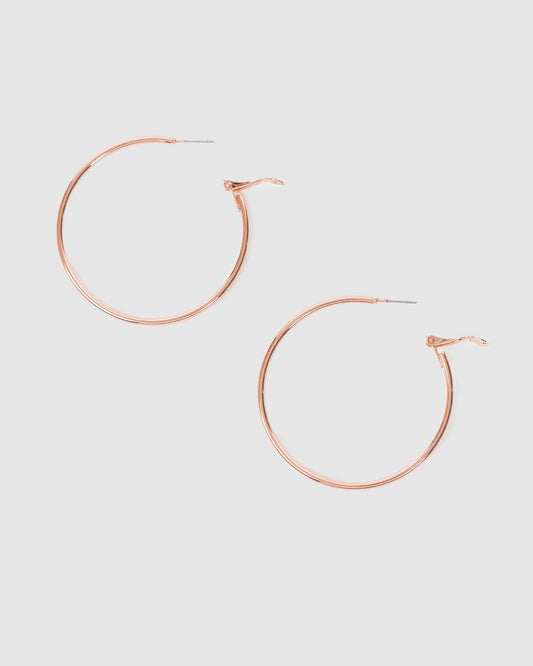 Colette Fine Hoop Earrings 50mm (Rose Gold)