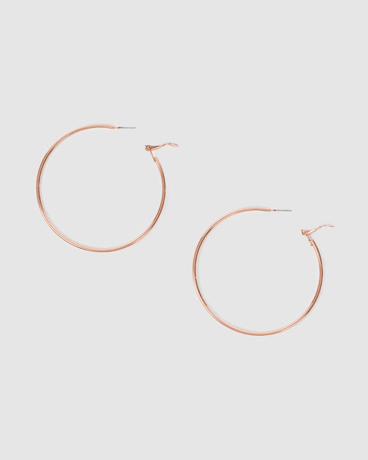 Colette Fine Hoops Earrings 60mm (Rose Gold)