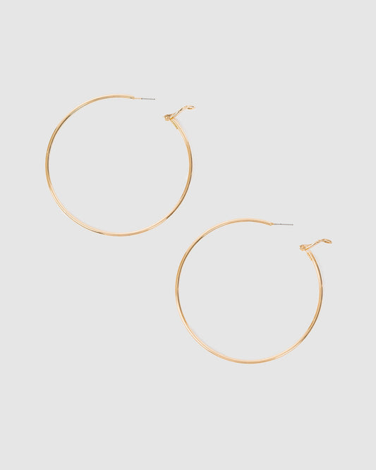Colette Fine Hoop Earrings 70mm (Gold)