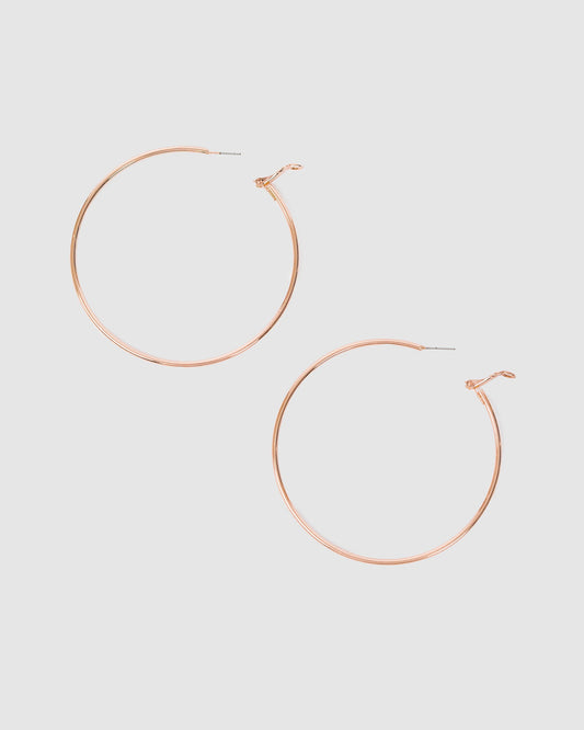 Colette Fine Hoop Earrings 70mm (Rose Gold)