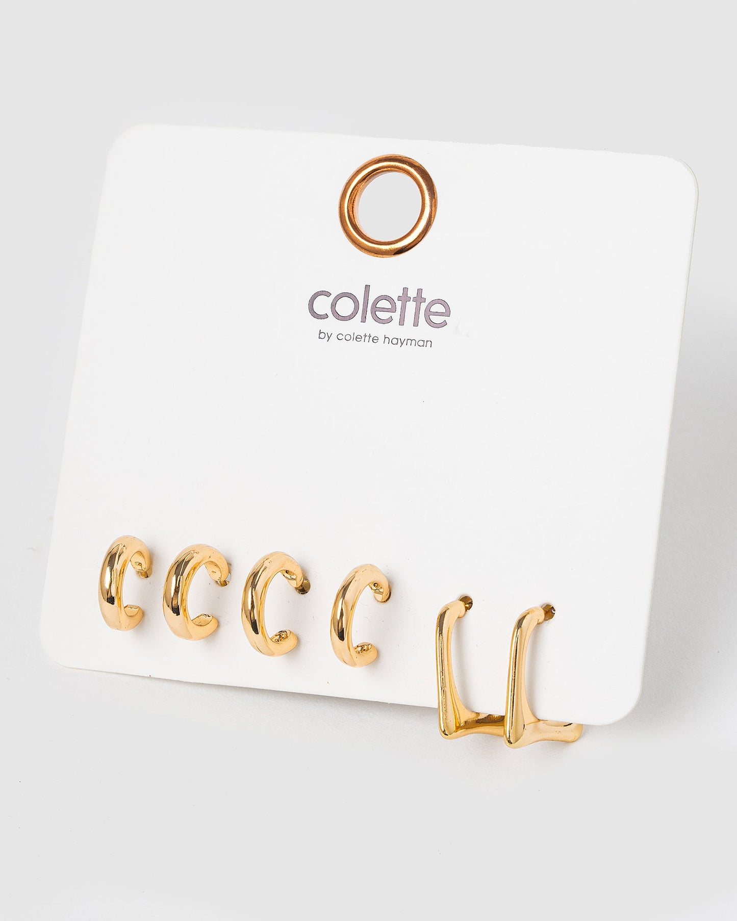 Colette by Colette Hayman 3 Pack Thin Hoop Earrings (Gold)