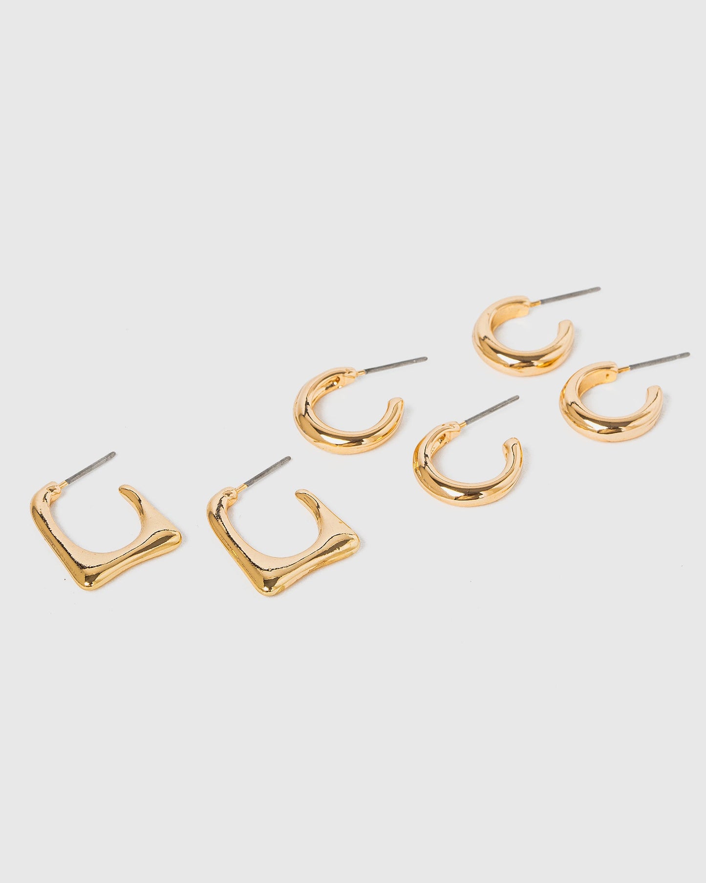 Image of Earrings. Productname: Colette Gold 3 Pack Thin Hoop Earrings in Gold colour by brand - Colette