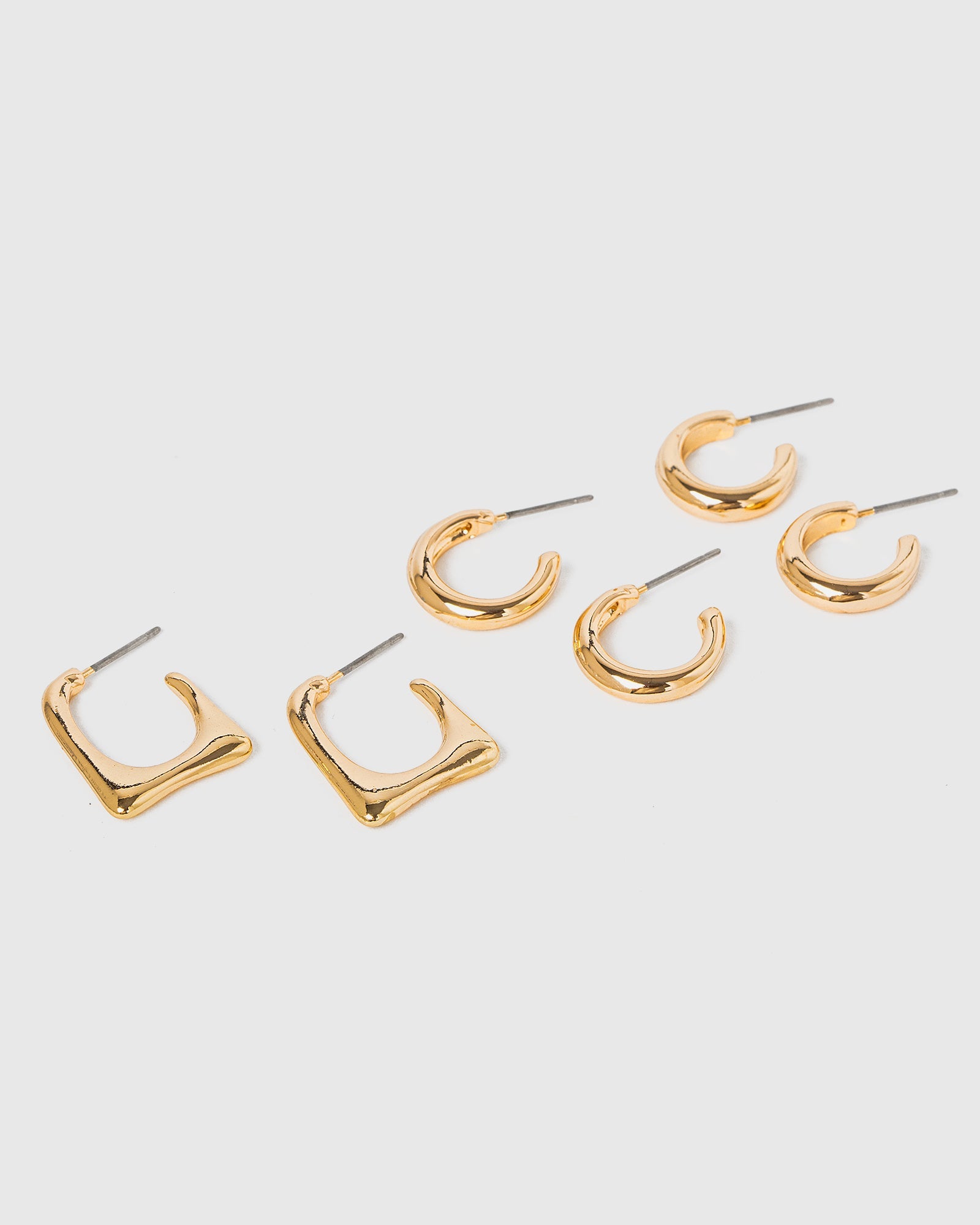 Image of Earrings. Productname: Colette Gold 3 Pack Thin Hoop Earrings in Gold colour by brand - Colette