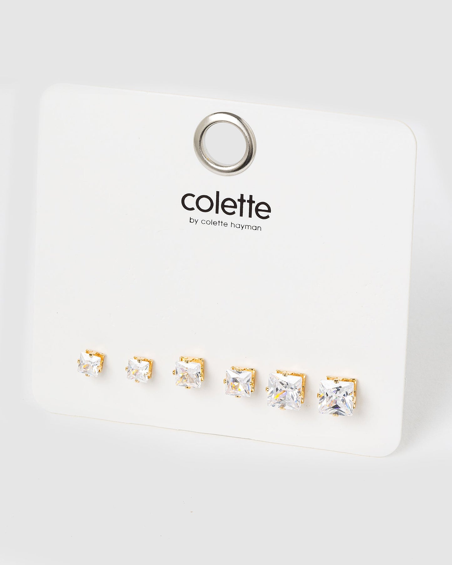 Colette 3 Pack Square Stud Earrings (Gold)