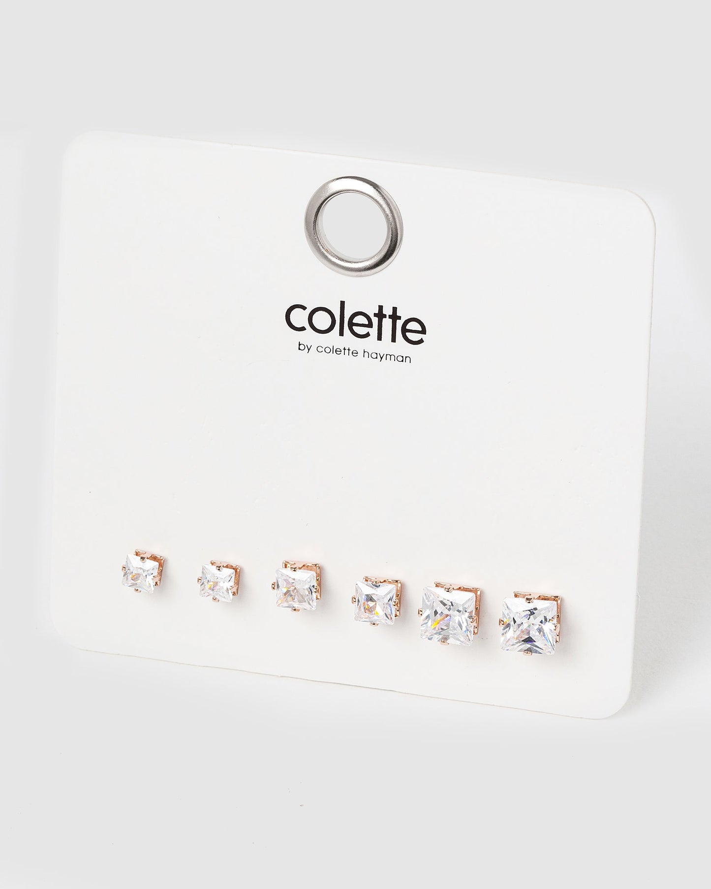 Colette by Colette Hayman Pack Square Stud Earrings (Rose Gold)