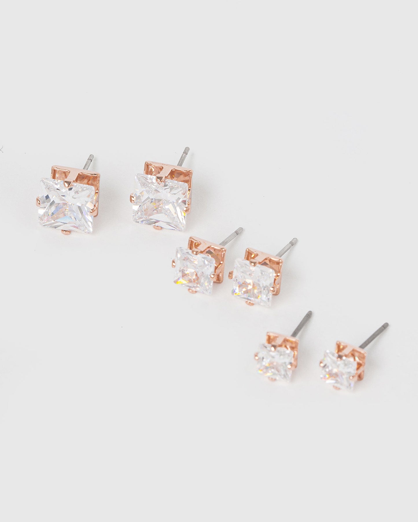 Colette by Colette Hayman Pack Square Stud Earrings (Rose Gold)