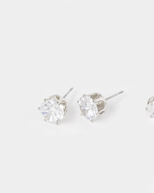 Image of Earrings. Productname: Colette Silver 3 Pack Round Stud Earrings in Silver colour by brand - Colette