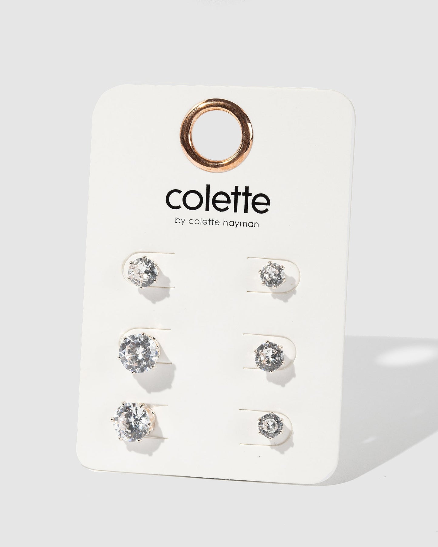 Colette by Colette Hayman 3 Pack Round Stud Earrings (Rose Gold)