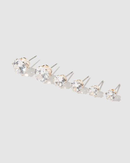 Image of Earrings. Productname: Colette Rose Gold 3 Pack Round Stud Earrings in Rose Gold colour by brand - Colette