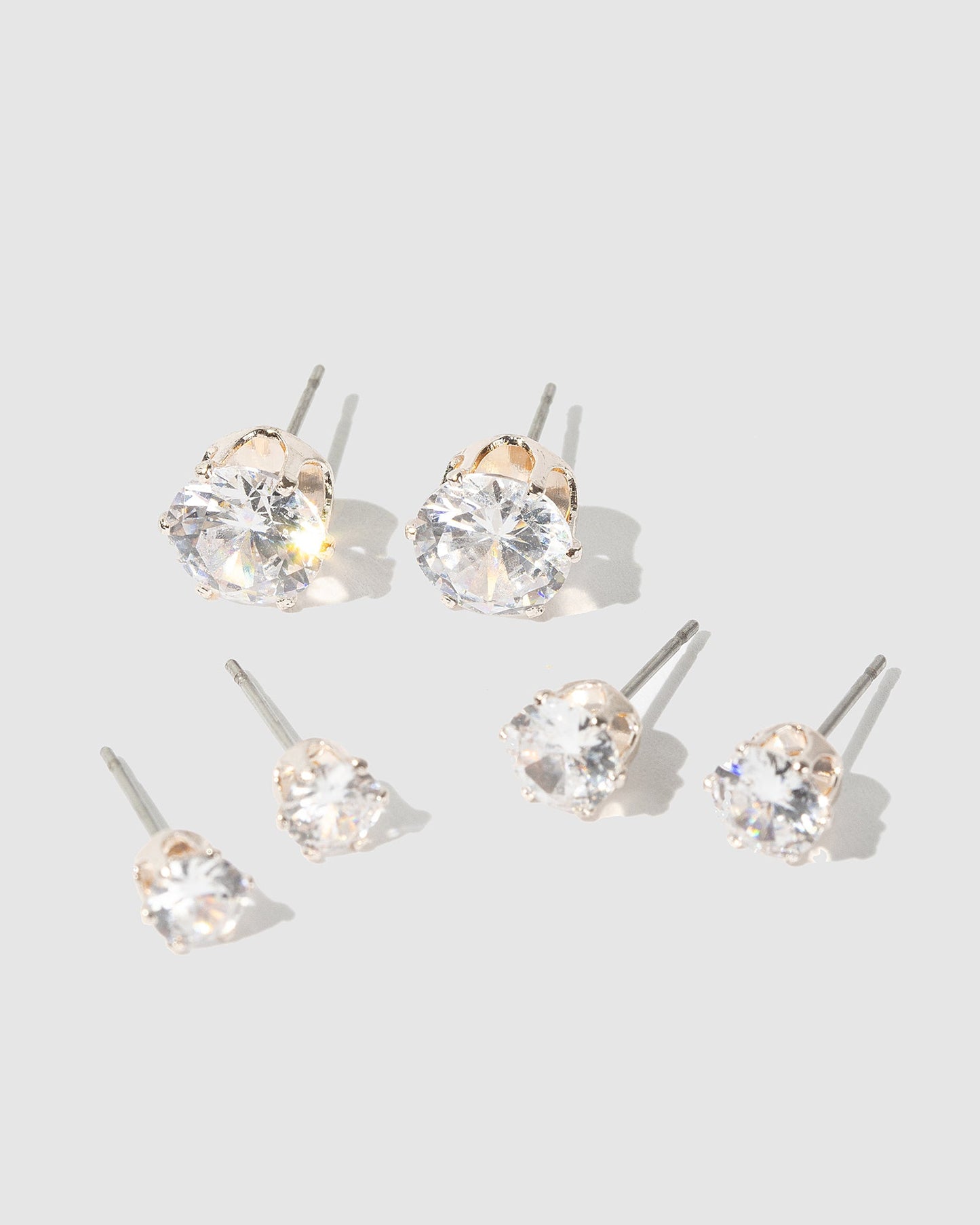 Colette by Colette Hayman 3 Pack Round Stud Earrings (Rose Gold)