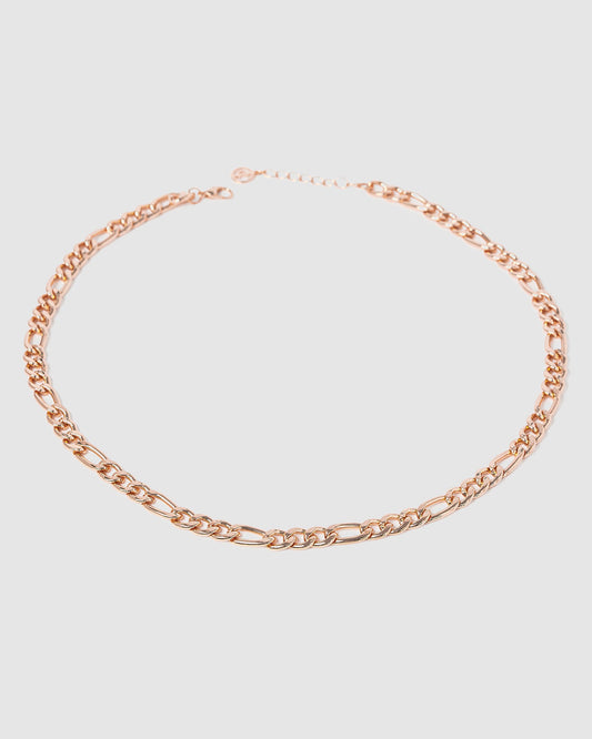Image of Necklaces. Productname: Colette Rose Gold Figaro Chain Necklace in Rose Gold colour by brand - Colette