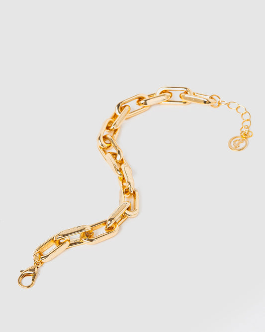 Image of Bracelets. Productname: Colette Gold Thick Linked Chain Bracelet in Gold colour by brand - Colette