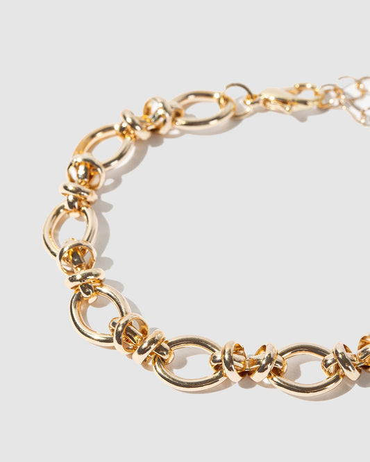 Image of Bracelets. Productname: Colette Gold Oval Linked Chain Bracelet in Gold colour by brand - Colette