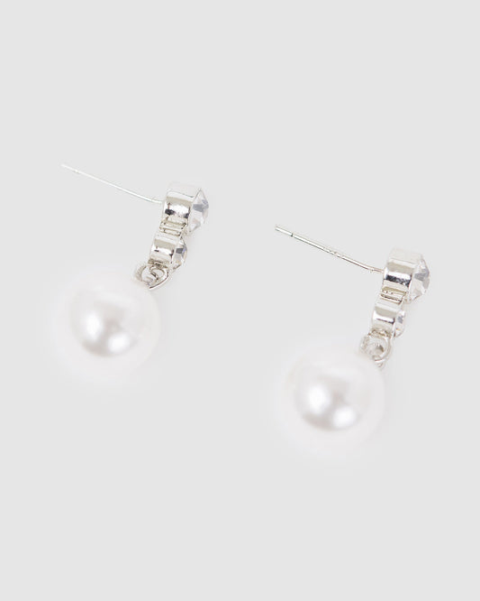 Image of Earrings. Productname: Colette Crystal And Pearl Earrings in Pearl colour by brand - Colette
