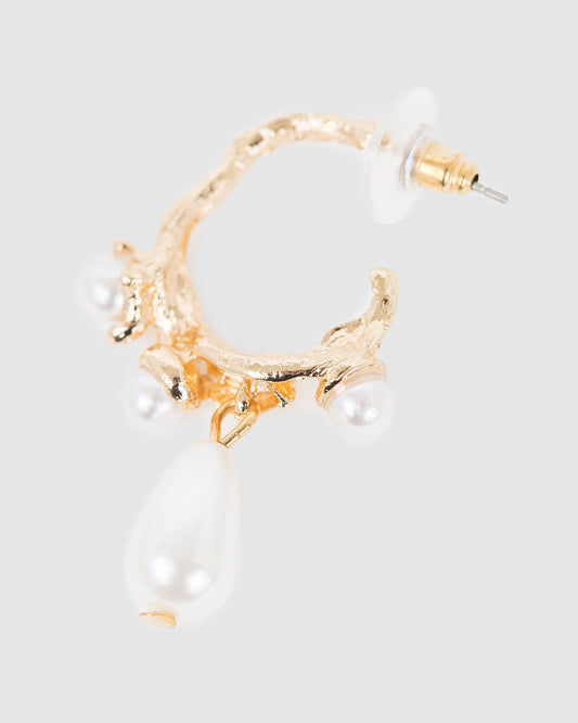 Image of Earrings. Productname: Colette Pearl Hoop Earrings in Pearl colour by brand - Colette