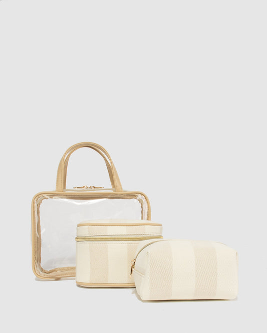 Image of Bags. Productname: Colette Natural Three Piece Clear Cosmetic Case in Natural colour by brand - Colette