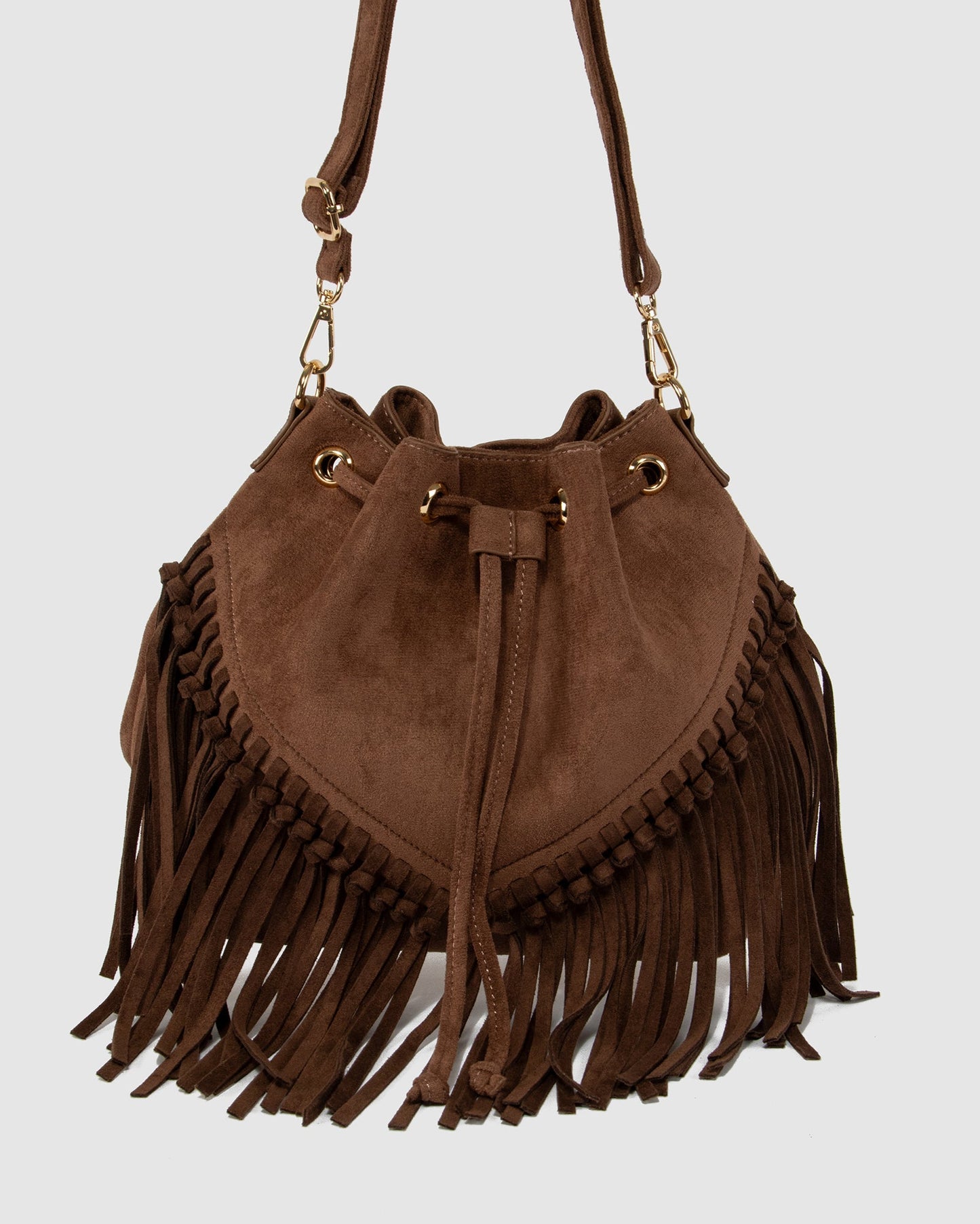 Colette by Colette Hayman Giselle Fringe Bucket Bag (Chocolate)