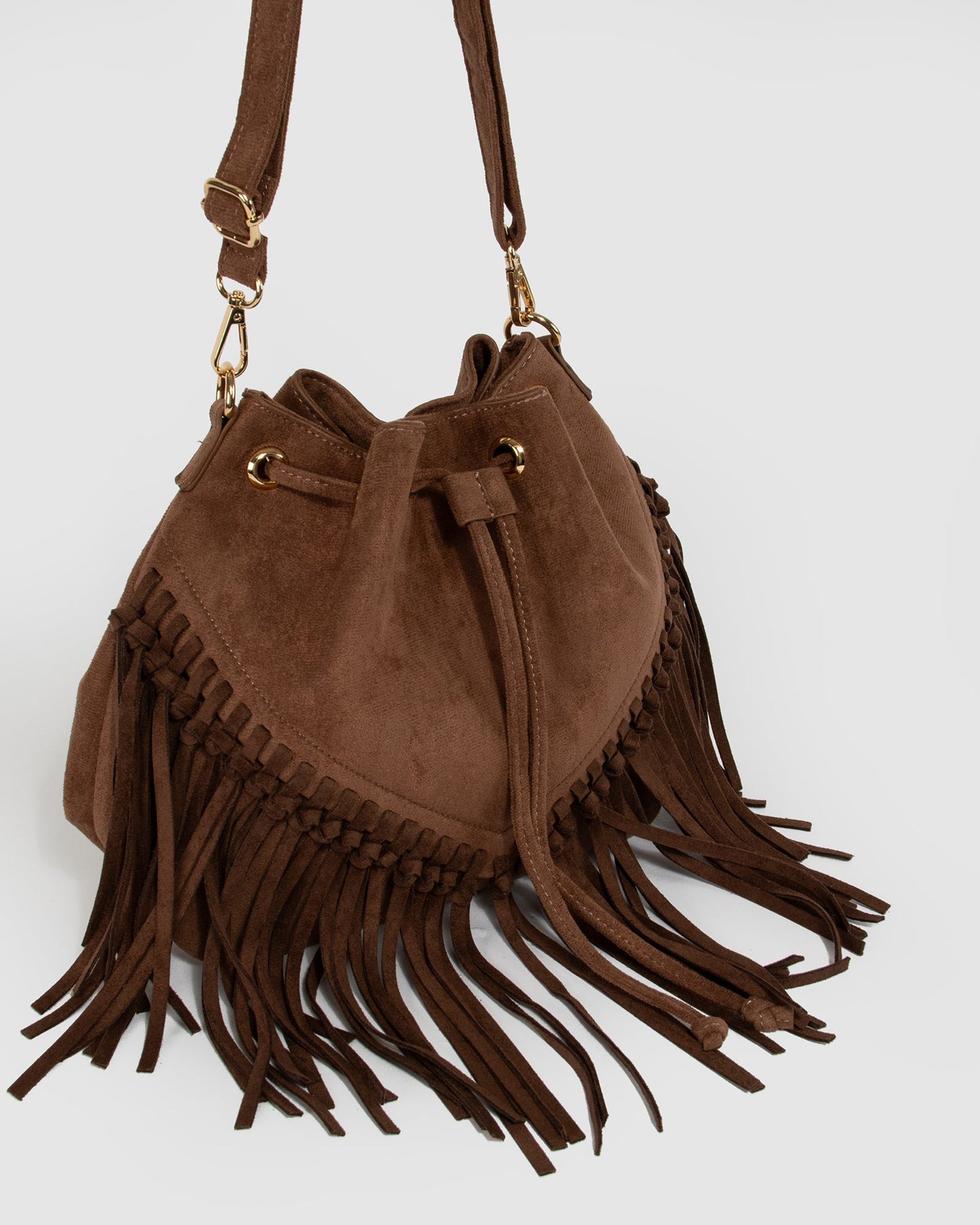 Colette by Colette Hayman Giselle Fringe Bucket Bag (Chocolate)